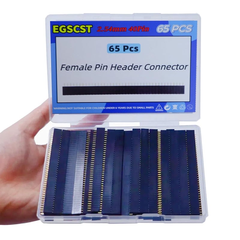 EGSCST 65PCS 2.54mm 40Pin Straight Single Row Female Pin Headers Connector 0.1inches Breakaway Stackable Header Pins Connectors for Arduino Prototype Shield and Electronic PCB Board - Image 5
